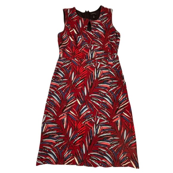 Lands' End Warm Cinnamon Leaves Ponte Keyhole Sheath Dress SIZE-4 - Picture 1 of 7